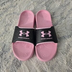 Women's Under Armour Black & Pink Slide Sandals - NEW - Size 10
